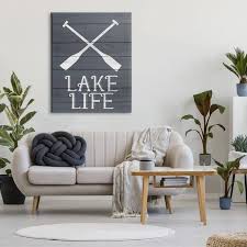 Blue Lake Life Phrase Boat Oars
