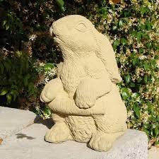 Concrete Rabbit With Carrot Statue
