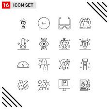 Outline Pack Of 16 Universal Symbols Of