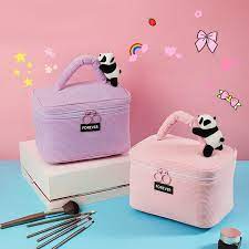 wanwan cosmetic bag large capacity exquisite soft zipper cute panda tote makeup storage pouch for home purple