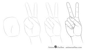 Just draw this instead paw at the end. How To Draw Hand Poses Step By Step Animeoutline In 2021 Peace Sign Drawing Easy Hand Drawings Hand Reference