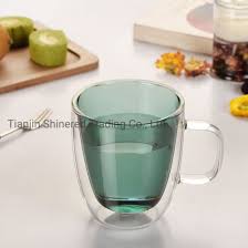 colored double walled glass coffee mugs