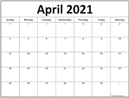 Blank April 2021 Calendar Template - Monthly Planner