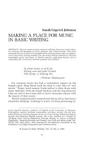 making a place for music in basic writing 