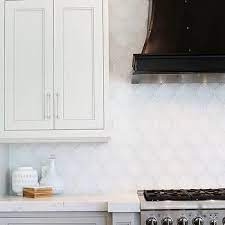 Gray Herringbone Kitchen Backsplash