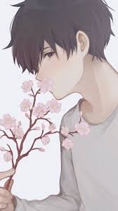 anime cute boy anime boy flowers