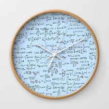 math equations light blue wall clock