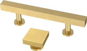 satin gold square bar drawer pulls