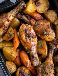 baked en legs and vegetables the