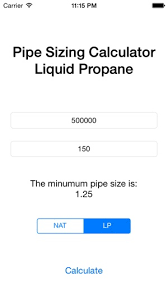 gas pipe sizing calculator on the app