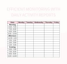 free daily activity report templates