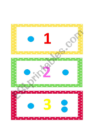 number flash cards with dot