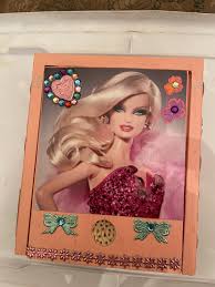 retro marabou barbie doll pink wood