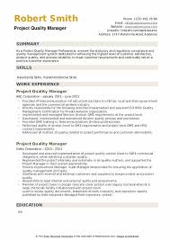 project quality manager resume sles