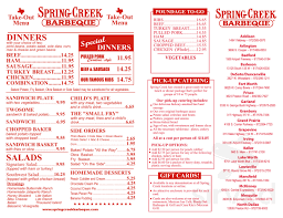 spring creek barbeque menu in dallas