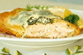 spinach salmon phyllo parcels greek