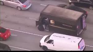 police chase with hijacked ups truck