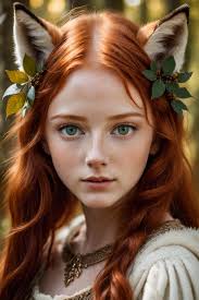 red haired dess with green eyes