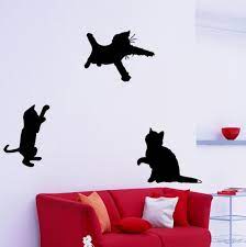 Set Of 3 Black Cats Silhouettes Playful