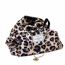 l leopard open flat makeup bag by the