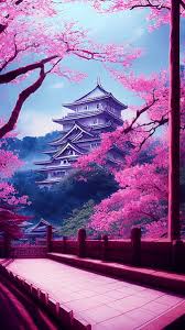 anese castle cherry blossom mountain