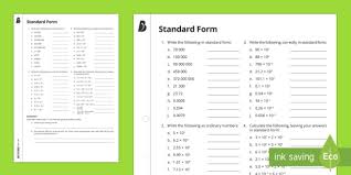 Standard Form Worksheet Ks3 Maths