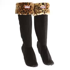 Womens Brown Hunter Leopard Cuff Welly Socks