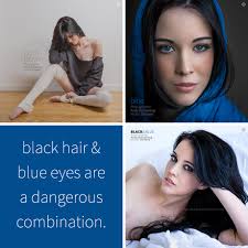 black hair and blue eyes are a