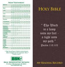 Bible Reading Record Front And Back Biblical Reading