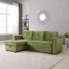 Wide Velvet Reversible Sleeper Sofa
