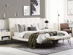 4 piece bedroom sets : Faux Leather Eu King Size Bed White Betin Beliani De