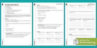 Completing The Square Worksheet