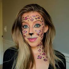 pink halloween leopard makeup tutorial