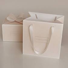 printed ribbon handle paper gift bag