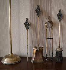Antique Brass Fireplace Tools Set