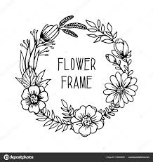 vector frame flowers hand drawn stock