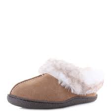 Details About Womens Clarks Home Bliss Tan Suede D Fit Fur Premium Slippers Uk Size