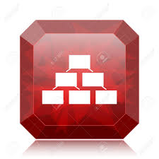 Organizational Chart Icon Red Website Button On White Background