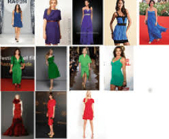 blue green red colored dresses