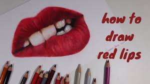 how to draw red lips with colored