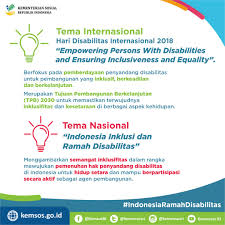 Hari disabilitas internasional yang jatuh pada kamis ini (3/12) turut dirayakan badan pengawas pemilu dengan berkomitmen menjaga hak pilih kaum. Hari Disabilitas Internasional Kementerian Sosial Republik Indonesia