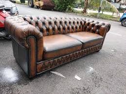 genuine leather chesterfield 2 seater