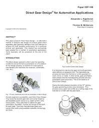 Pdf Direct Gear Design For Automotive Applications