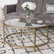 36in round tempered glass coffee table