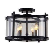 Drum Clear Glass Indoor Ceiling Lamp