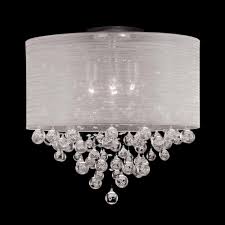 Details About New 4 Bulb Drum Shade Flush Mount Crystal