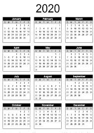 Free Printable Calendar 2020 Template In Pdf Word Excel