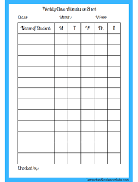 weekly attendance sheet printable