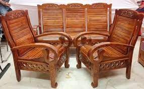 5 Seater Kerala Teak Wooden Sofa Set