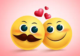 smiley emoji couple in love vector